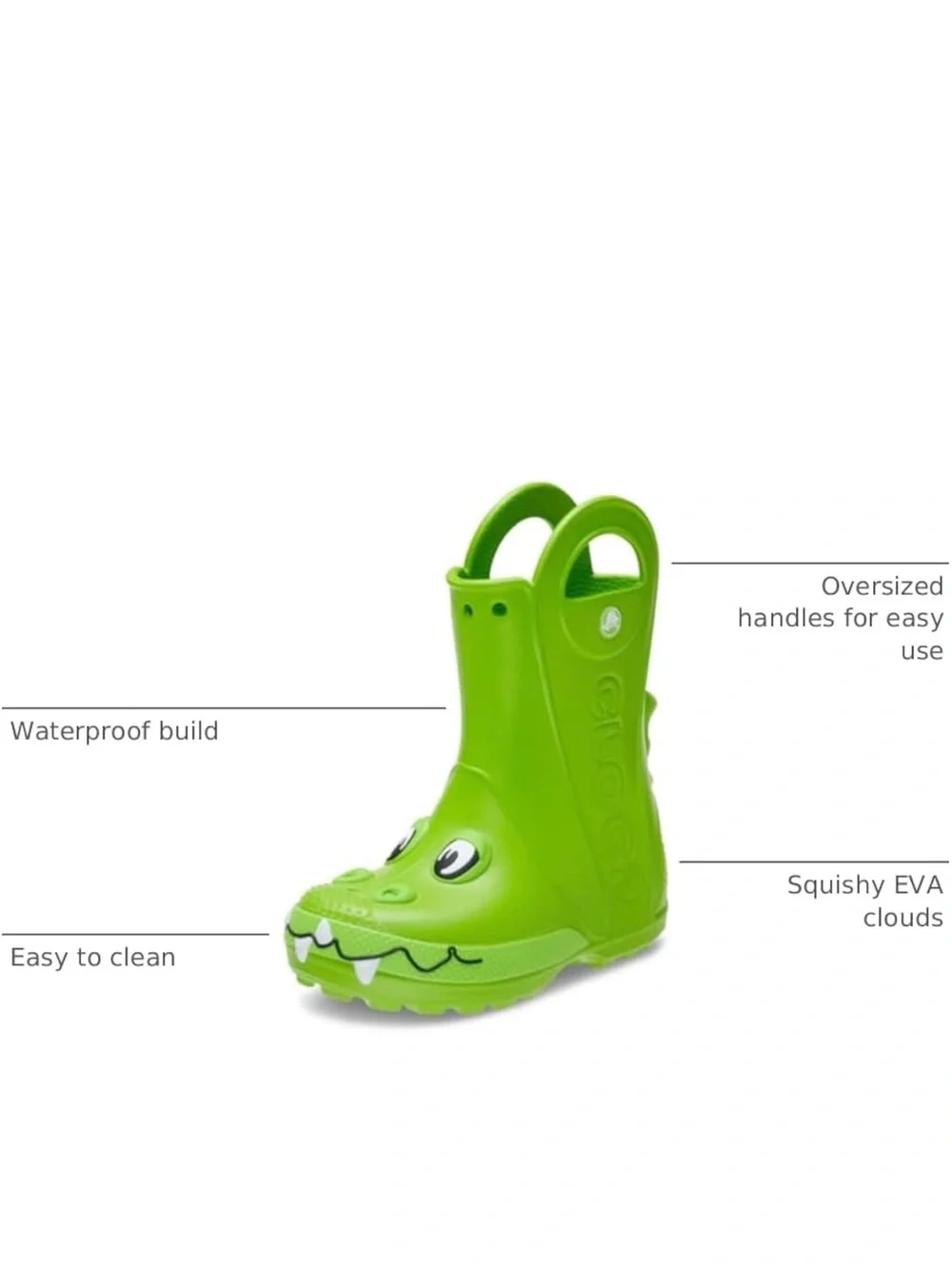 CROCS Green Croc-Theme Toddler Rain Boots